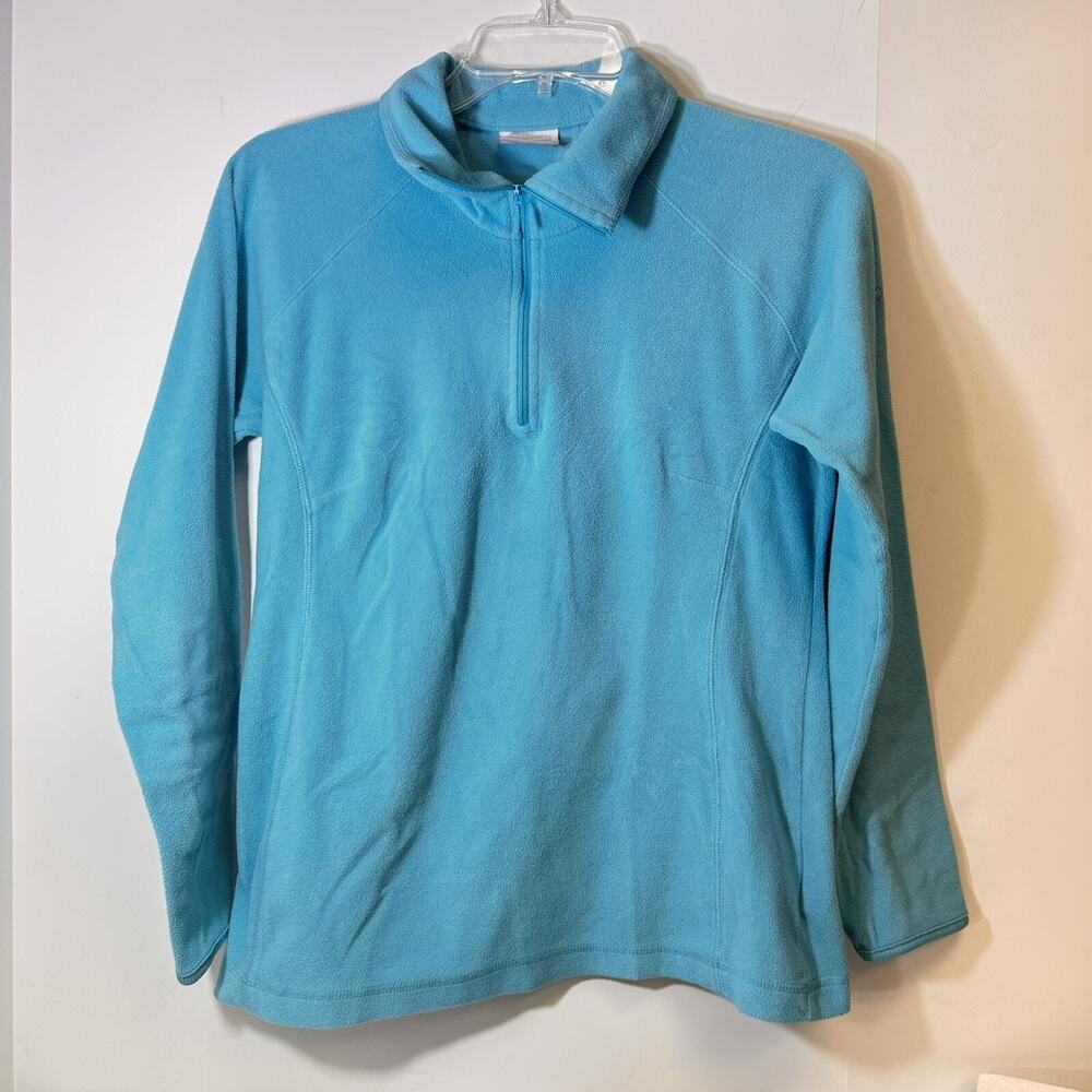 Columbia Women's Quarter Zip Jacket Turquoise Blue Plush Fleece Fluffy Medium